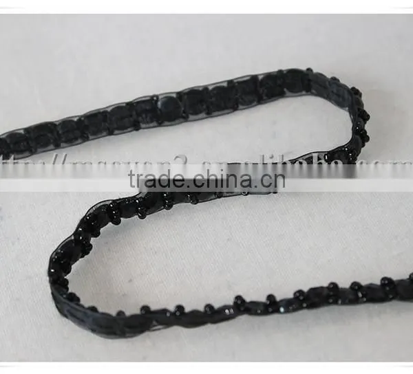 Handmade Black Organza Beaded Trim Decorative Beaded Trimming for Garments/bags/dress photo-6