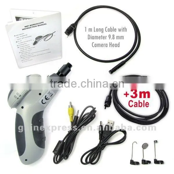 100% Wireless 4M Cable Video Inspection WiFi Snake Scope Borescope Endoscope 9.8mm Waterproof Camera Support Android IPad IPhone photo-2