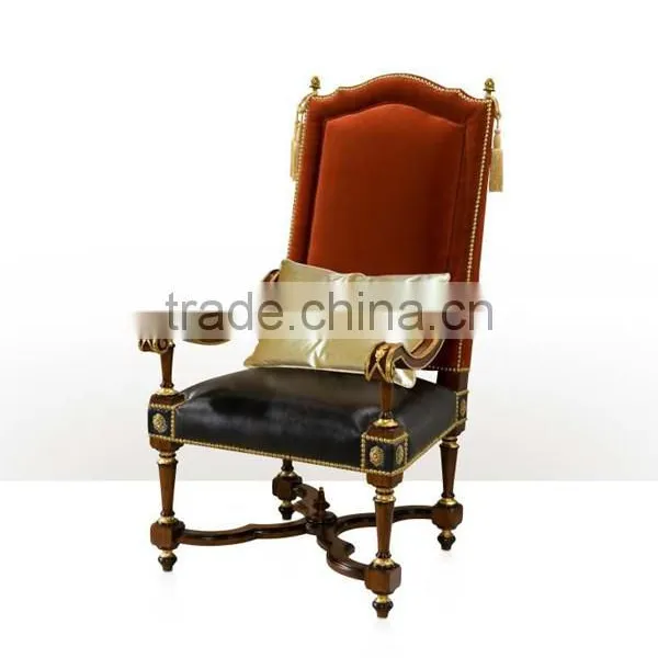 Vintage Royal Style Castle Leather Sofa Luxury Button Tufted Golden Sofa Set Palace Design Living Room Furniture Set photo-4