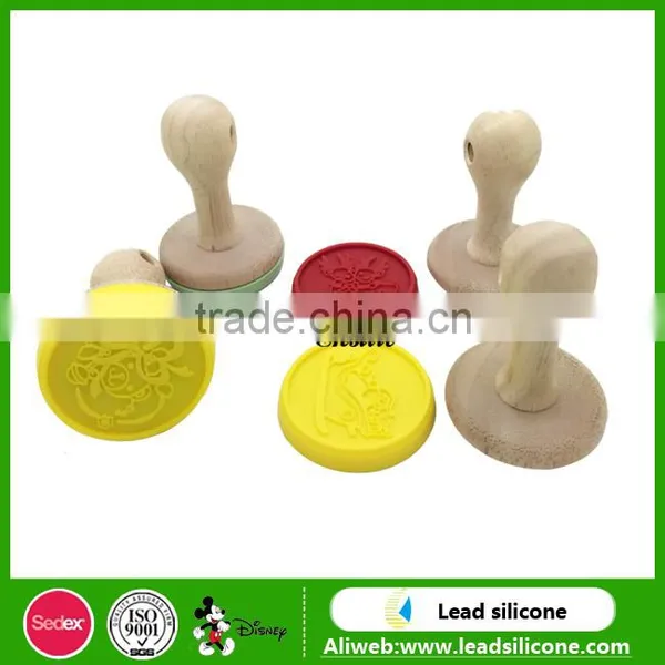3D Custom Funny Printed Silicone Cookie Stamp With Wooden Handle photo-3