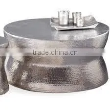 Hammered Polished Aluminum Table photo-3