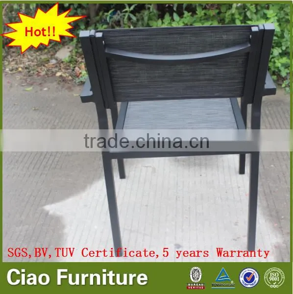 Outdoor Fabric Resturant Chair Patio Dining Arm Chair Stackable Chair photo-5