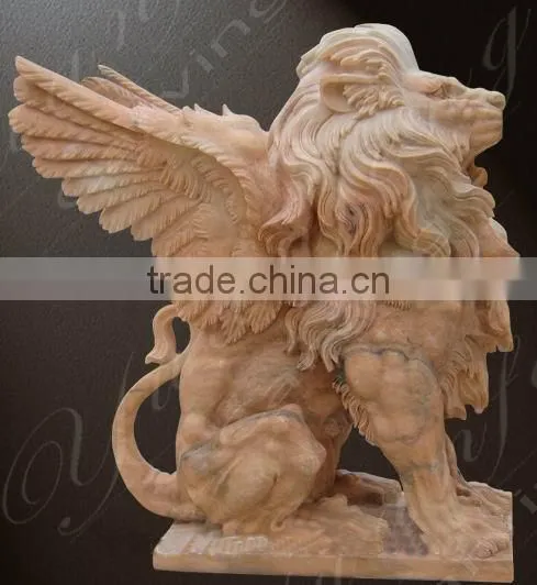 Hand Carved Marble Stone Lion Statue Sculpture Garden Yard Decoration Item photo-2