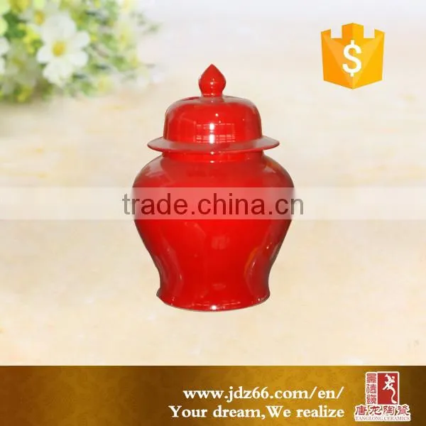 Flower Design Red Glazed Porcelain Ginger Jar for Wedding Decoration photo-4