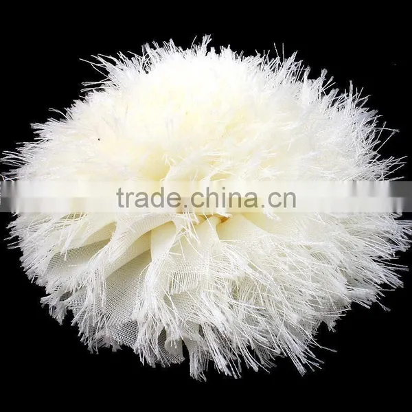 Fraying Chiffon Flower Puff Ball for Kids Hair Accessories photo-2
