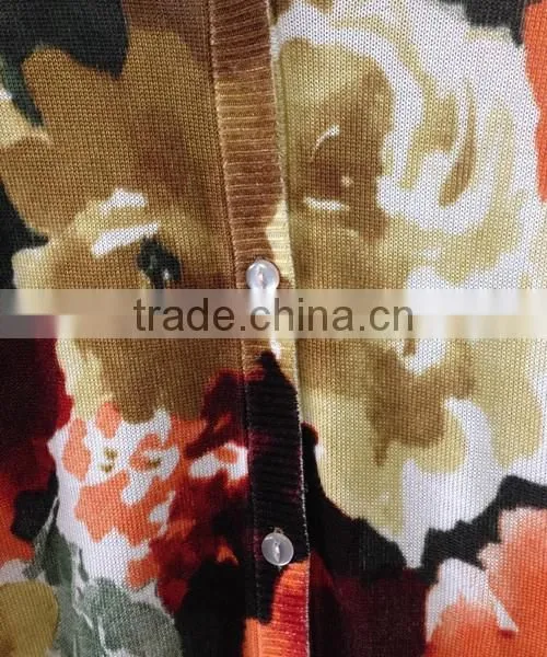 Women's V-neck no Hand Feeling Reactive Printing Cardigan Sweater photo-3