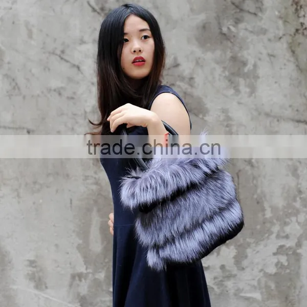 CX-H-33 Genuine Red Fox Fur & Mink Fur Hand Bags photo-3