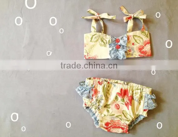 2017 Summer Soft Cotton Boutique Print Young Girl Swimsuit Pattern photo-5