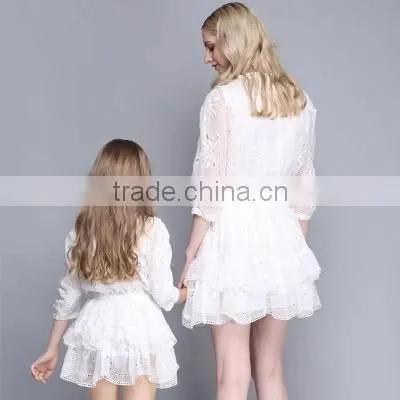 New Style Fall Boutique Girl Clothing Embroidery Layered Dresses Matching Clothes Mother And Daughter photo-4
