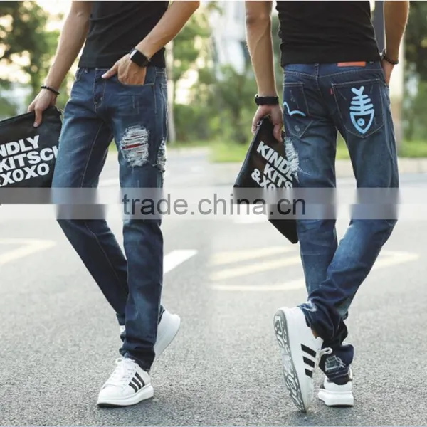 New Design Hole Jeans Men Distressed Ripped Pants photo-2