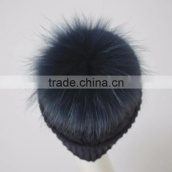 Myfur Knitted Real Fur Pom Pom Attached Crochet Fancy Baby Beanie Hats photo-3