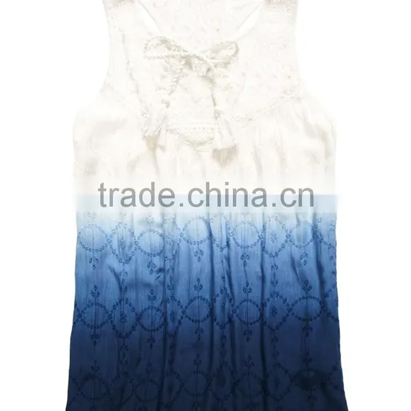 2017 Guangzhou Shandao New Summer Arrival Women Sleeveless Round Neck Lace Collar Crinkle Cotton Designer Casual Tops photo-4