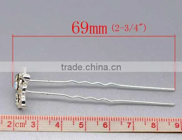 Wholesale Silver Plated Rhinestone Crown Charm Wedding Hairpins photo-3