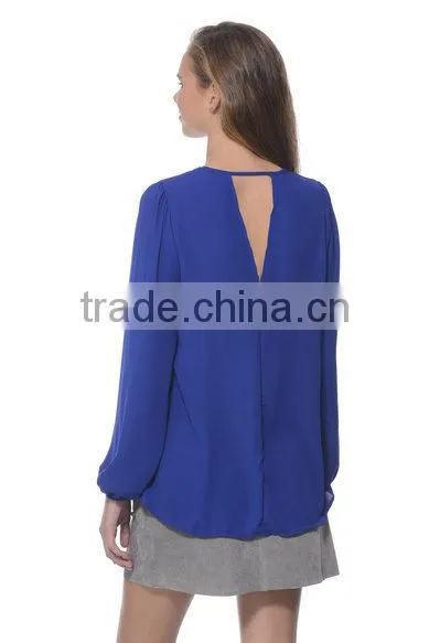 Fashion Sexy Indian Women Long Sleeve V Neck In Blouse Girls Solid Color Casual Chiffon Shirts photo-5