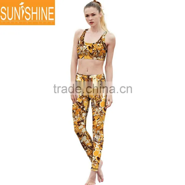 OEM Design And Brand Fitness Wear Butterfly Polyester Women Yoga Clothes Sets photo-2