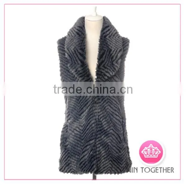Long Women Plus Size Sleeveless Fur Vest