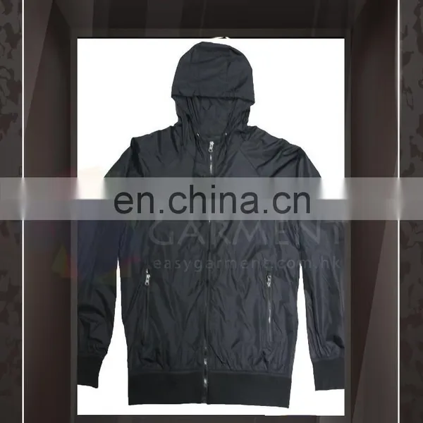 OEM Design Hot Sales Outdoor Waterproof Zip Logo Black Printing Men Sport Jacket