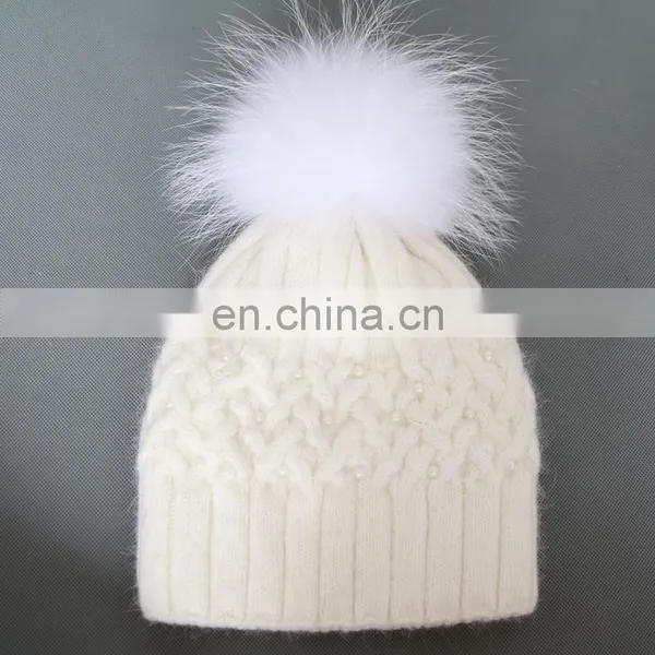 White Solid Color Ladies Girls Winter Hats Wool Blen Beanies photo-5