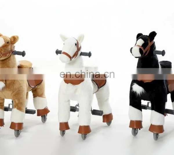 HI Lovely Big Toy Horse on Wheels Plush Ride on Horse Toys photo-2