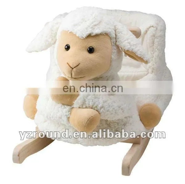 plush white lovely lamb rocking horse for baby