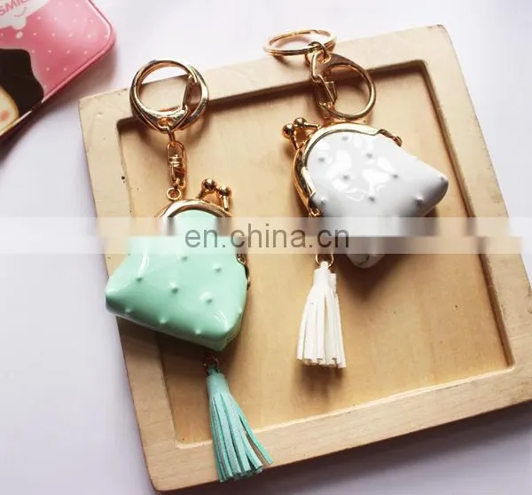 Color PU Creative Leather Small Wallet Keychain Bags Ornaments Tasseldecoration photo-4