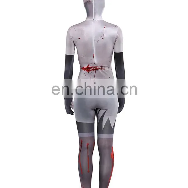 White Doctor Nurse Cosplay Costume Spandex Skin Suit photo-5