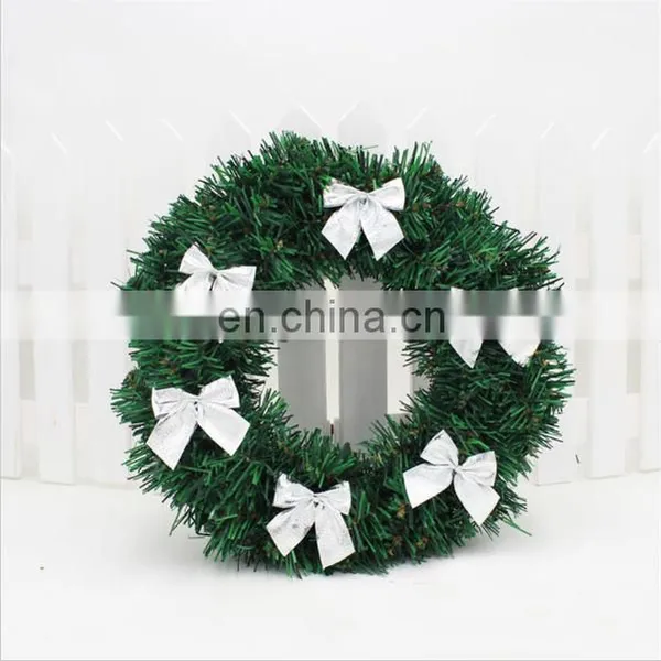 2017 Christmas Wreath Garland Door Hanging Decoration Home Xmas Party Silver Bowknot Ornaments Tree Christma Decoration