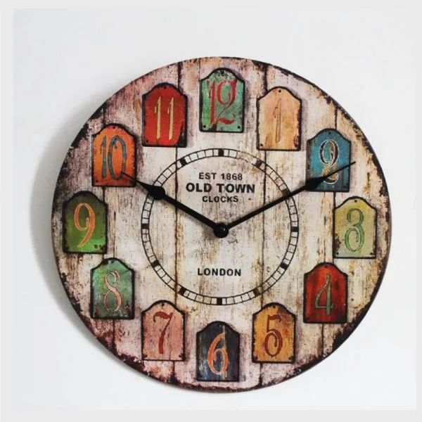 Retro Vintage Quartz Wall Clock Modern Home Decor MDF Wooden Wall Clock photo-2