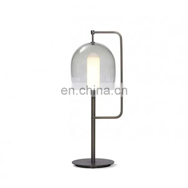 Wholesale Modern Amber Clear Glass Gold Metal Table Lamp For Hotel photo-4