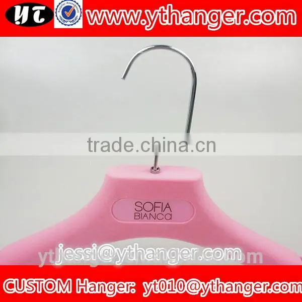 YY0509 Clothing Brands Logos Pink Non-slip Velvet Wedding Dress Hanger Velvet Flocked Clothes Hangers Supplier's Choice photo-3