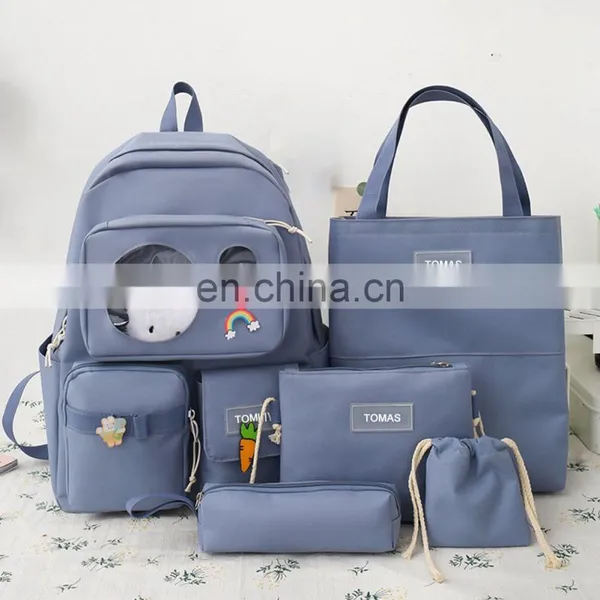 2021 New Design Nylon School Bags For Girls 5 Pcs Set Backpack Women College Backpack Waterproof Leisure Bag photo-5