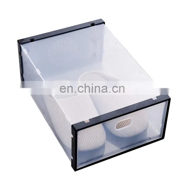 Amazon Hot Sale Clear Transparent Shoe Box in Taizhou Drop Front Clear Shoe Box Front Opening Plastic Shoe Box for Promotion