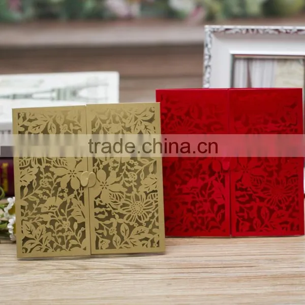 Gate Fold Natural Theme Elegant Laser Cut Wedding Invitation Card Rustic photo-4