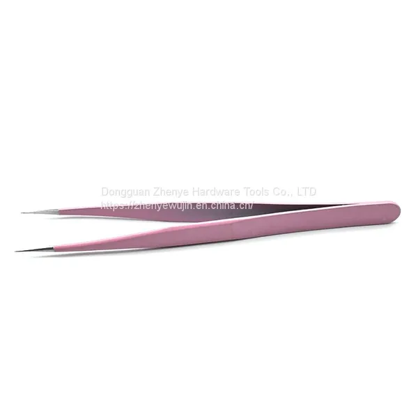 Tweezers Beauty Tool Planting/grafting Eyelashes Bird's Nest Hair Picking Stainless Steel Straight Head Tweezers Pink Pointed Cute Sticker photo-4