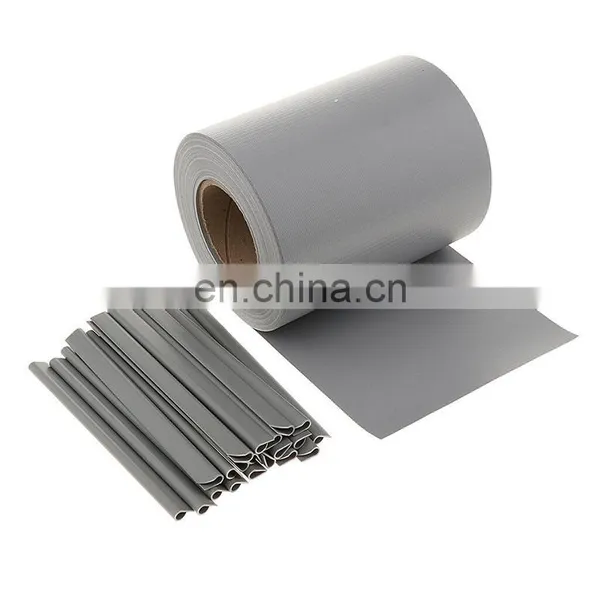 0.19*50m Pvc Tarpaulin Vinyl Privacy Fence Stripe, Green Grey Color Strip Tarpaulin for Garden Fence