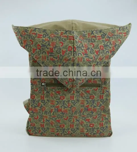 unique polyester canvas backpack with hat