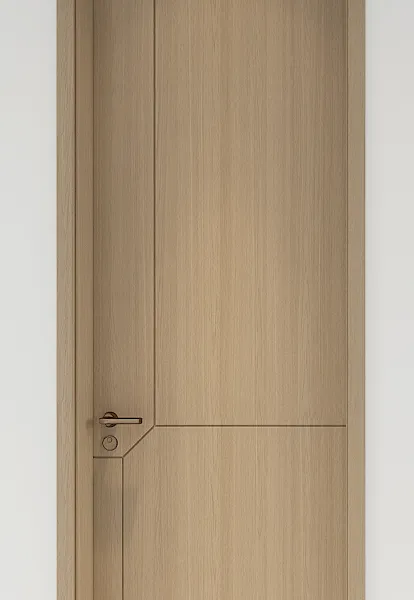 Modern Minimalist Light Oak Flush Interior Door Invisible Frame Flat Wood Grain Bedroom Door