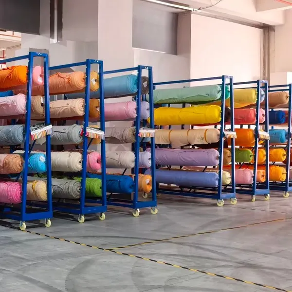 Textile Warehouse Sorting Trolley With 4-Ply Fabric Rails & Locking Wheels photo-4