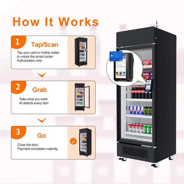 AFEN 24/7 Qr Code Smart Refrigerated Snacks and Drinks Ai Vending Machine With Camera and Support Pax Cashless Payment System photo-5