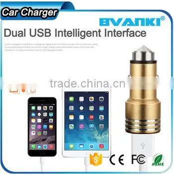 New 3.1A Quick Charge 2.0 Travel Car Charger for Travel In-Car Use/ Stainless Steel Safety Hammer QC 2.0 Dual USB Car Charger Quality Choice photo-4