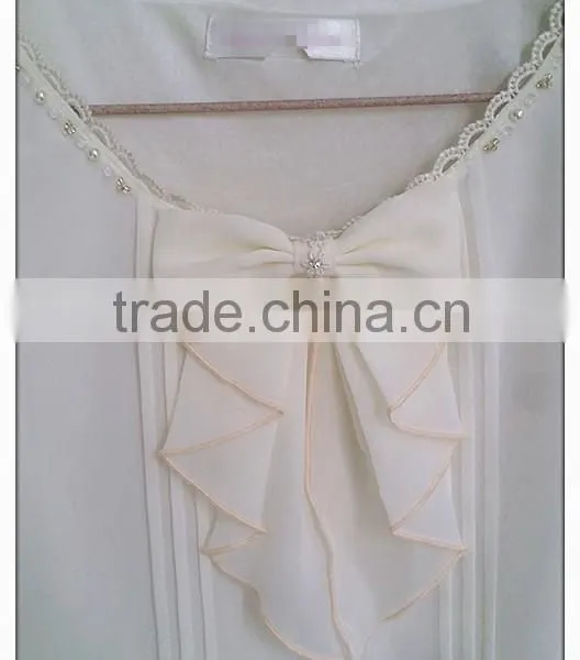Bow Chiffon T-shirt Short Sleeve Girl's Sweet T-shirt photo-2