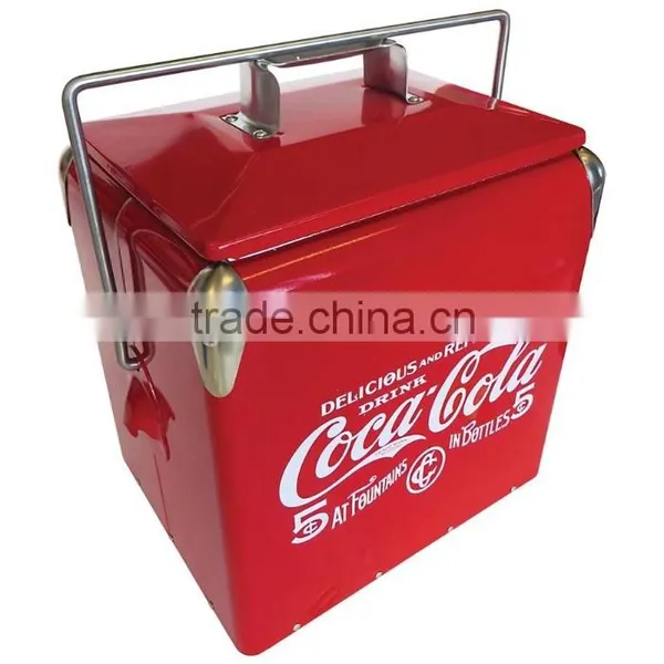 Factory Price COKE Large Retro Metal Cooler Box Quality Choice