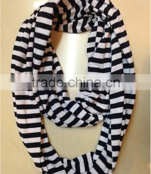 Color Striped Infinity Scarf Single Loop Scarf Stripe Jersey Knit for Men and Women photo-3