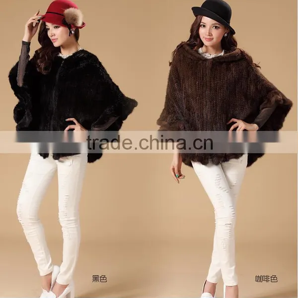 Mink Fur Jacket/ Knitted Mink Fur Coat for Women
