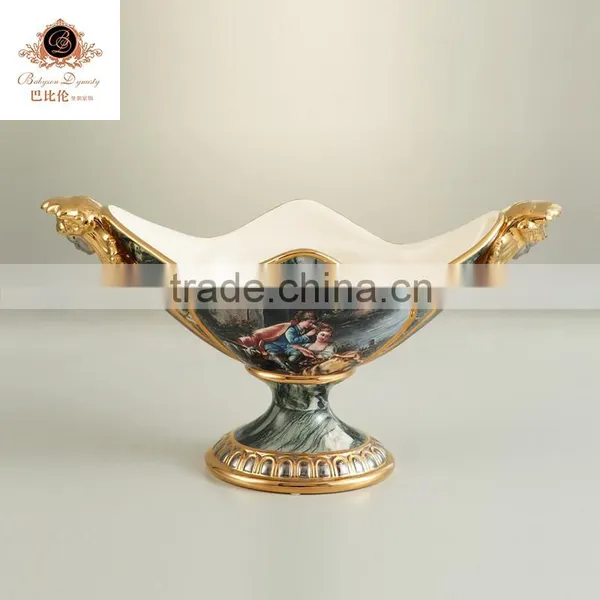 European Decorative Decal Beige Hand Painting Home Decoration Big Marble Green Ceramic Flower Vase,porcelain Vase photo-4