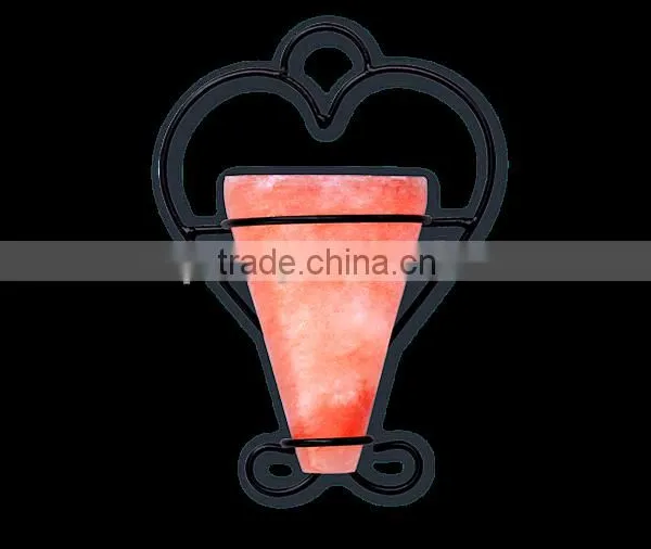 Himalayan Salt T-Light Holders-Cone Shape With Wall Hanging Metal Stand