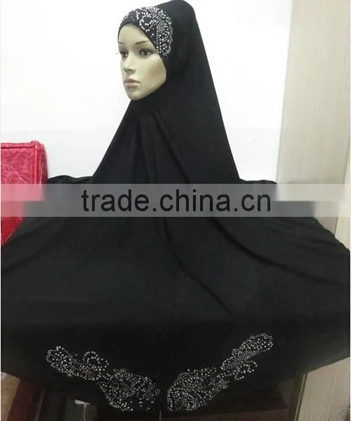 H302 New Style Big Size Hijab With Stones,no Stiff on Front,pray Hijab photo-3
