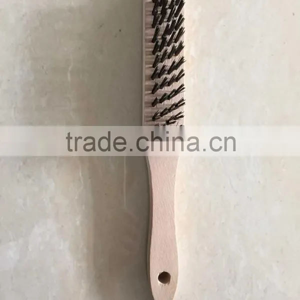 Different Rows Wooden Handle Black Steel Wire Brush photo-4