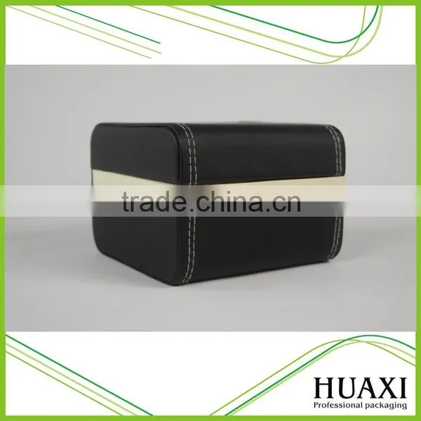 Black High Quality PU Leather Watch Box Plastic Watch Case photo-2