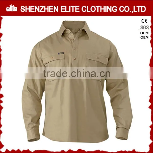 Custom Design 100% Cotton Khaki Work Shirts for Men